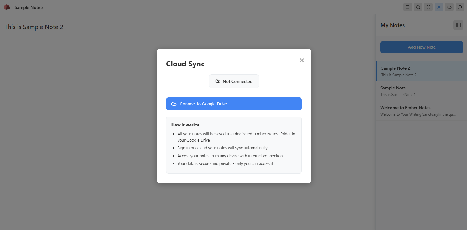 Ember Notes Cloud Sync